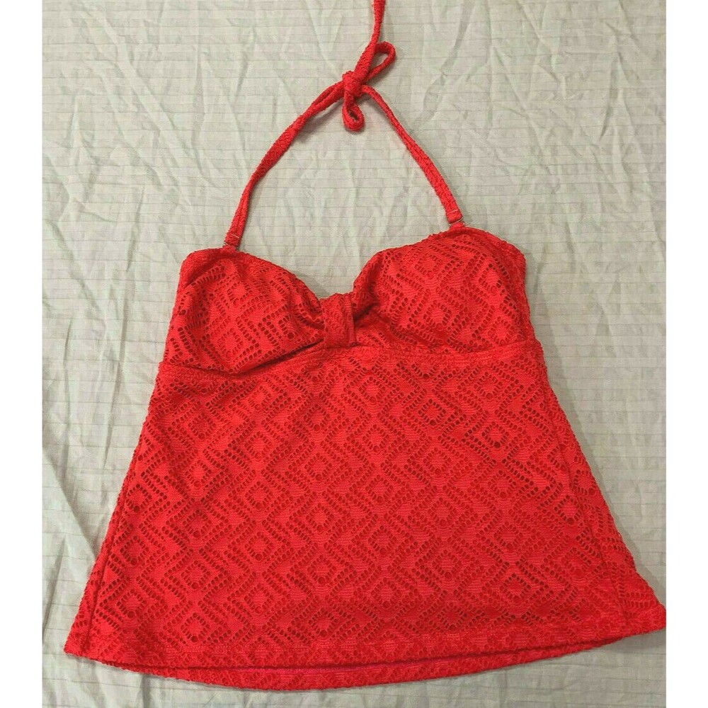 CATALINA WOMENS CROCHET SWIM TANKINI TOP SIZE S 4-6